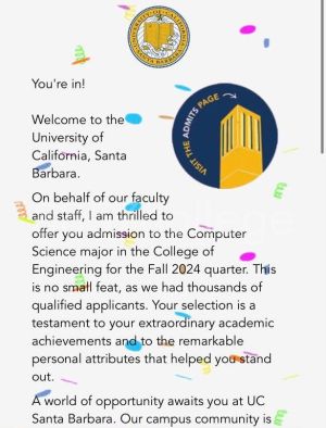 UC Santa Barbara 入學通知信小圖