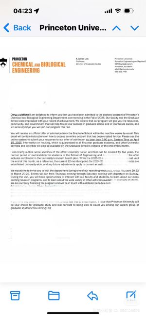 Princeton University  入學通知信小圖
