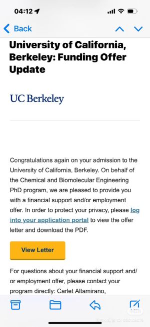 UC Berkeley  入學通知信小圖
