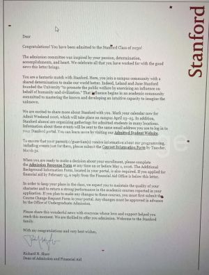 Stanford University  入學通知信小圖