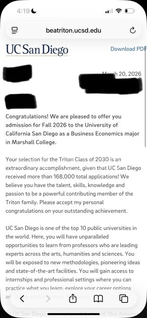 UCSD 入學通知信小圖