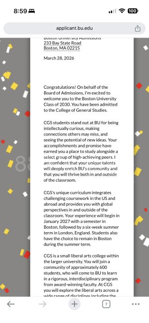 Boston University  入學通知信小圖